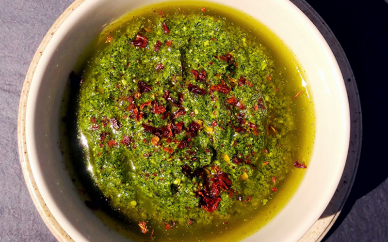 Basil pesto with feta and chilli a Greek meets Italian recipe FMT