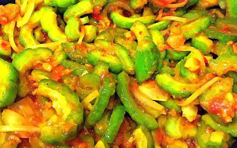 Fried bitter gourd with chilli best kampung cuisine FMT
