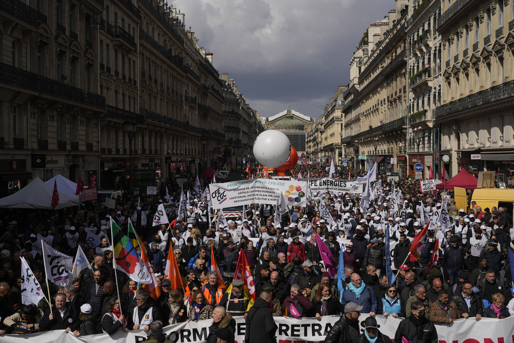 French pension protesters flood LVMH headquarters in Paris
