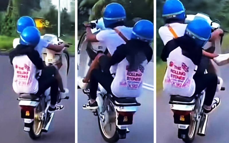 ‘Wheelie’ couple arrested by police, motorcycle seized
