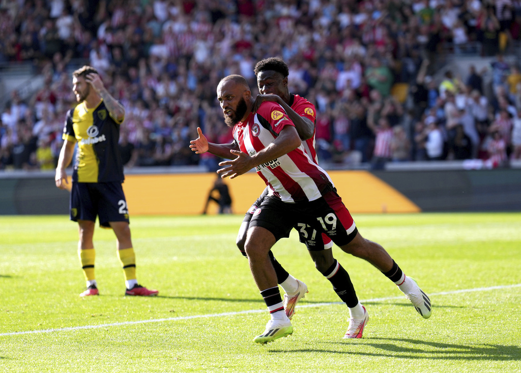 Late Mbeumo goal earns Brentford 2-2 home draw with Bournemouth