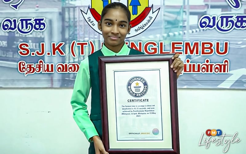 Ten-year-old Malaysian girl sets world record for blindfolded