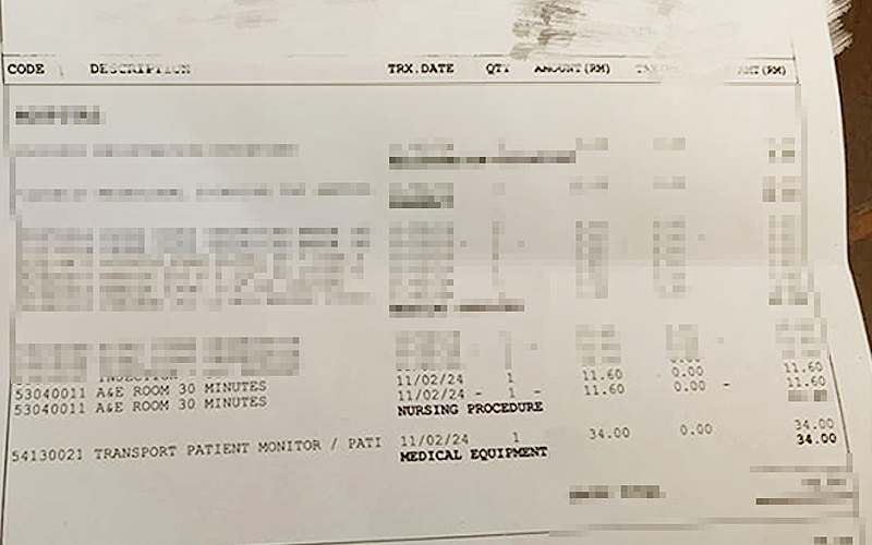 Why Bill Me RM11 60 For Waiting In Emergency Room Patient Asks Private 
