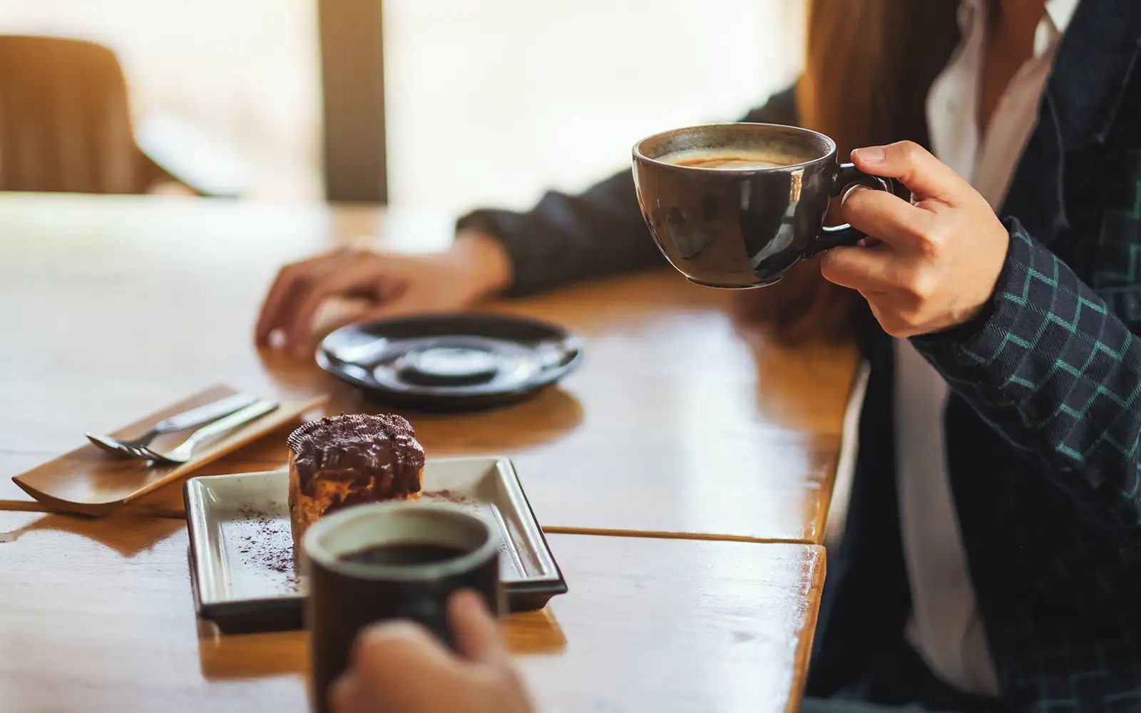 drinking coffee cafe