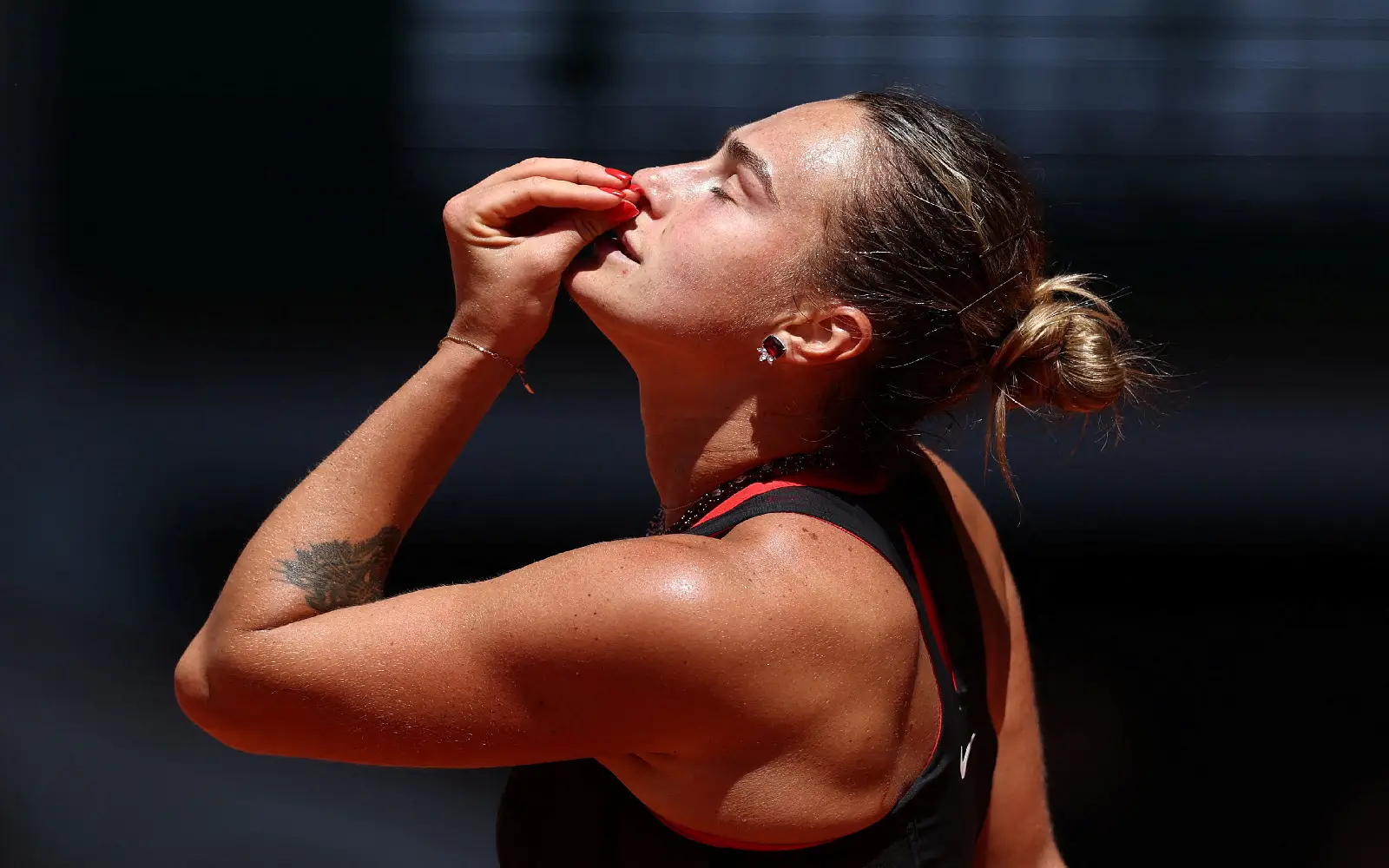 Tennis - French Open - Roland Garros, Paris, France - May 26, 2026 Belarus' Aryna Sabalenka reacts during her first round match against Spains's Jessica Bouzas Maneiro REUTERS/Stephane Mahe TPX IMAGES OF THE DAY